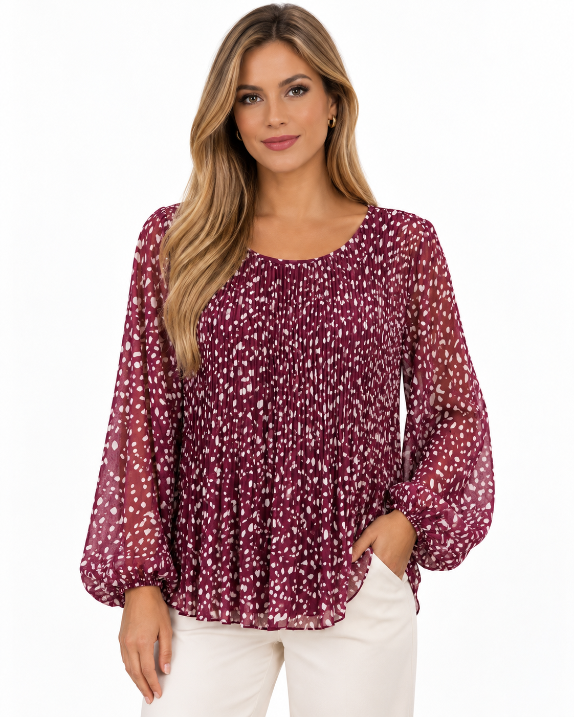 Blusa plissettata stampa Bambi