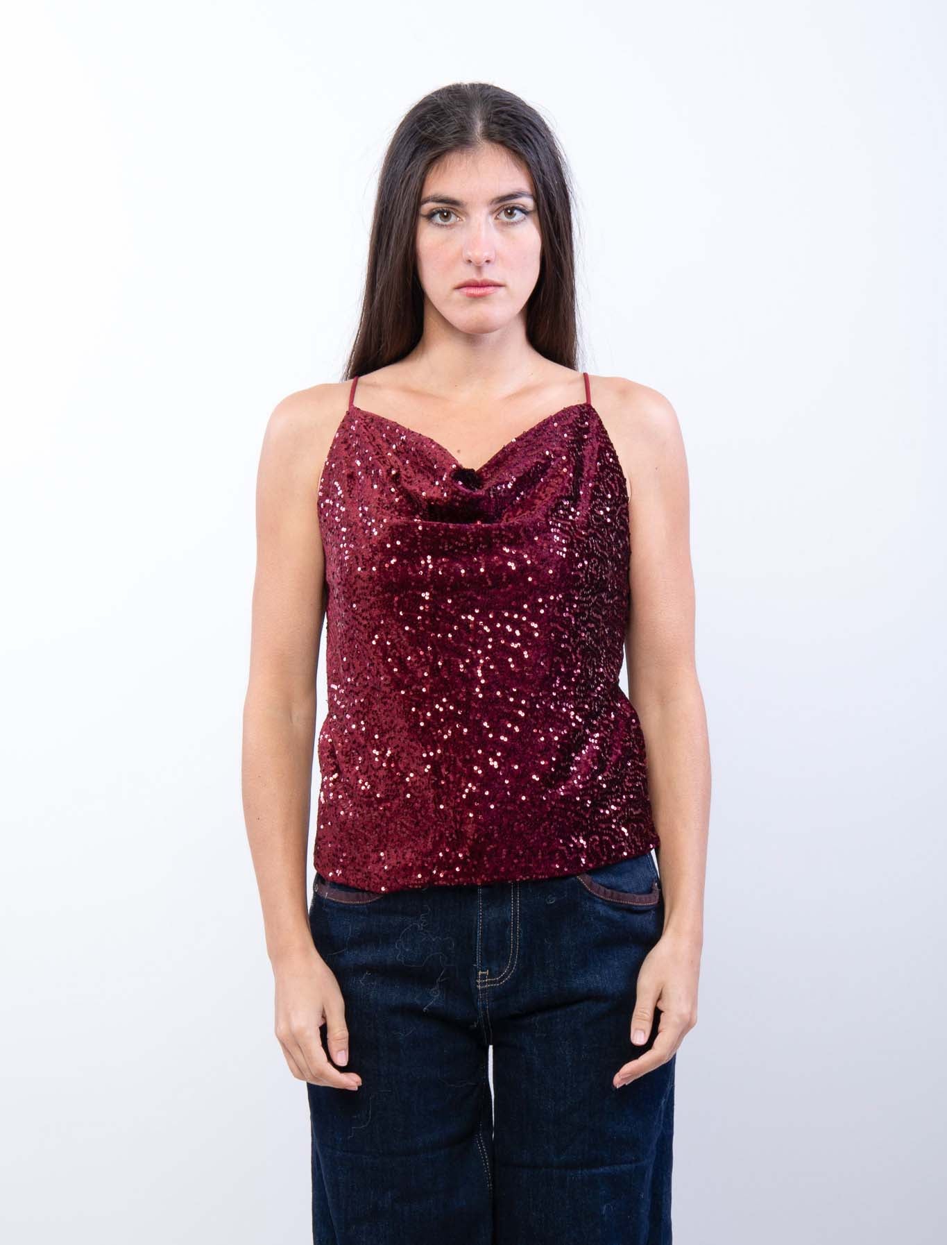 Top paillettes ciniglia