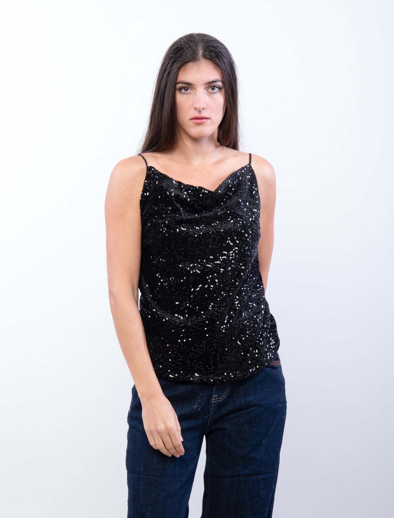 Top paillettes ciniglia