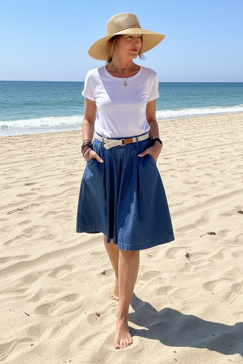 Gonna pantalone in chambray