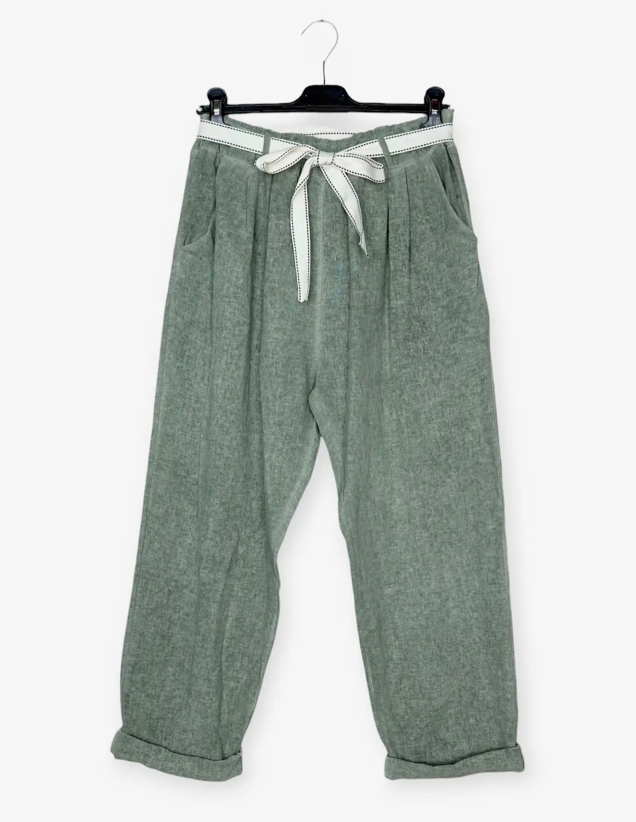Pantalone a carota in misto lino