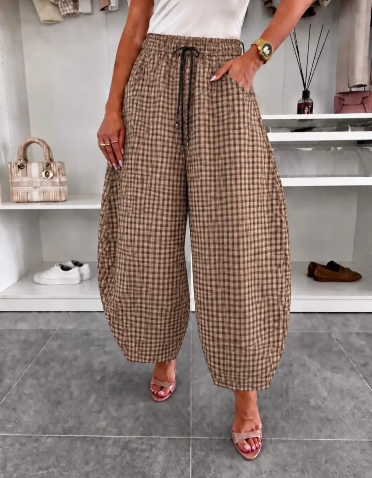 Pantalone stampa check