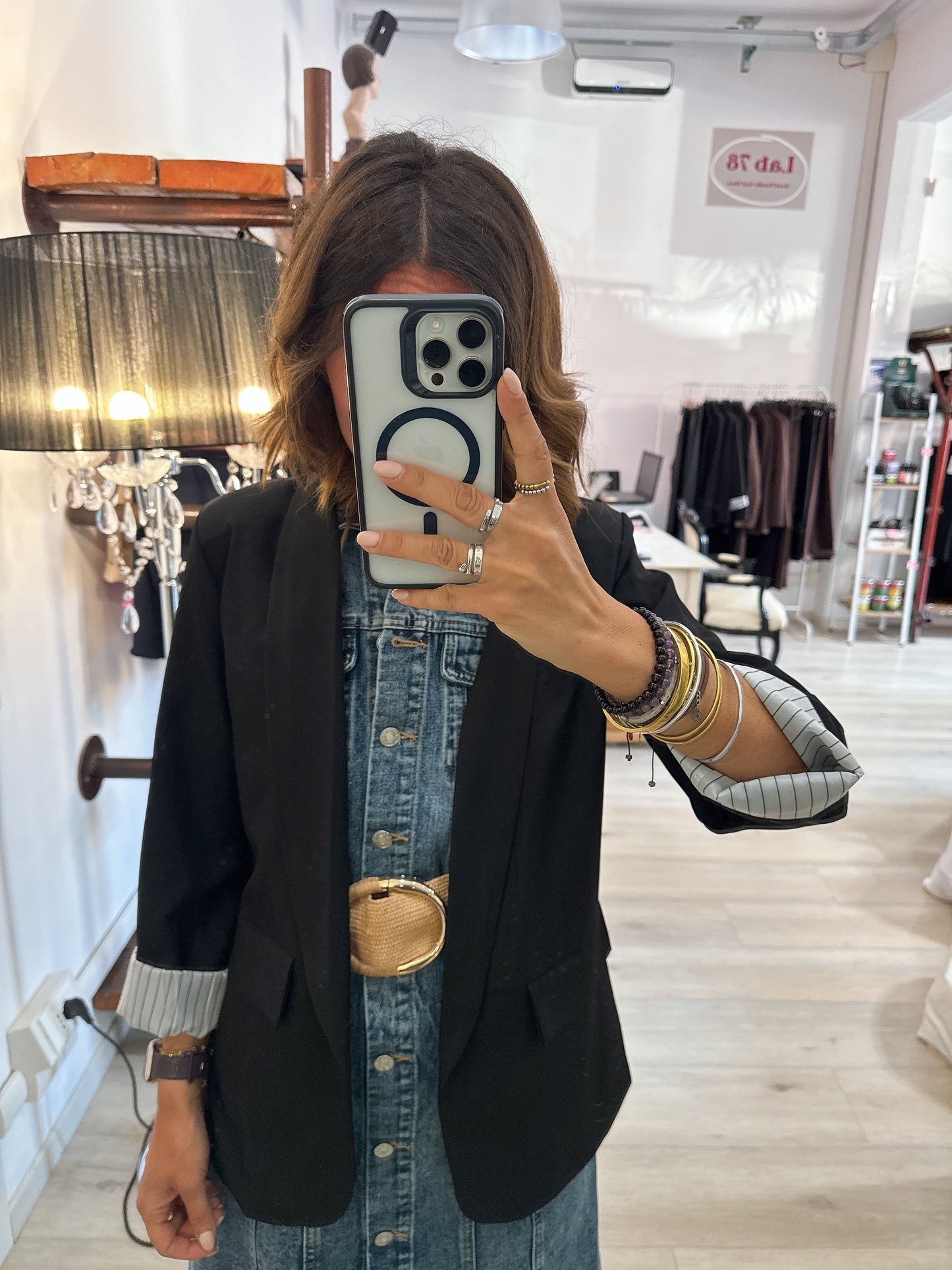 Blazer con fodera rigata