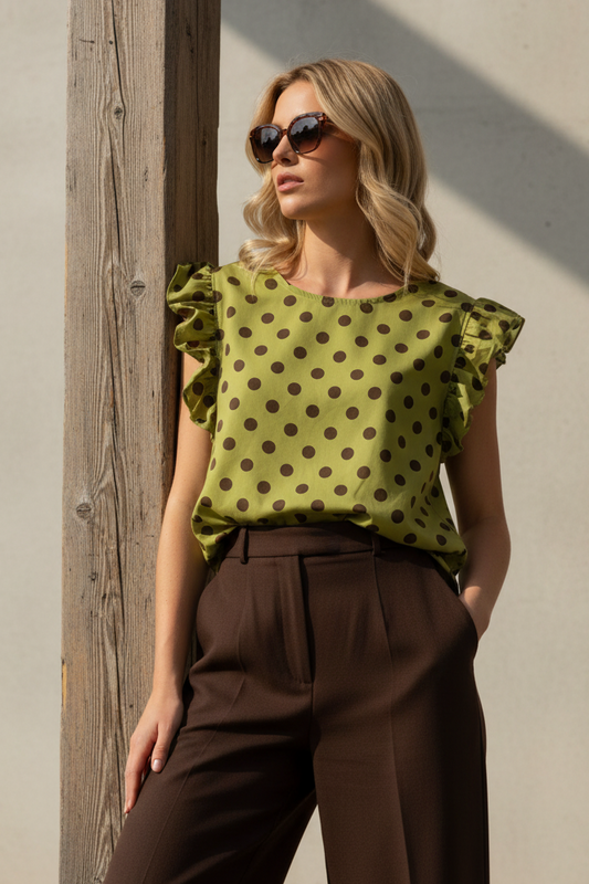 Blusa a pois in cotone