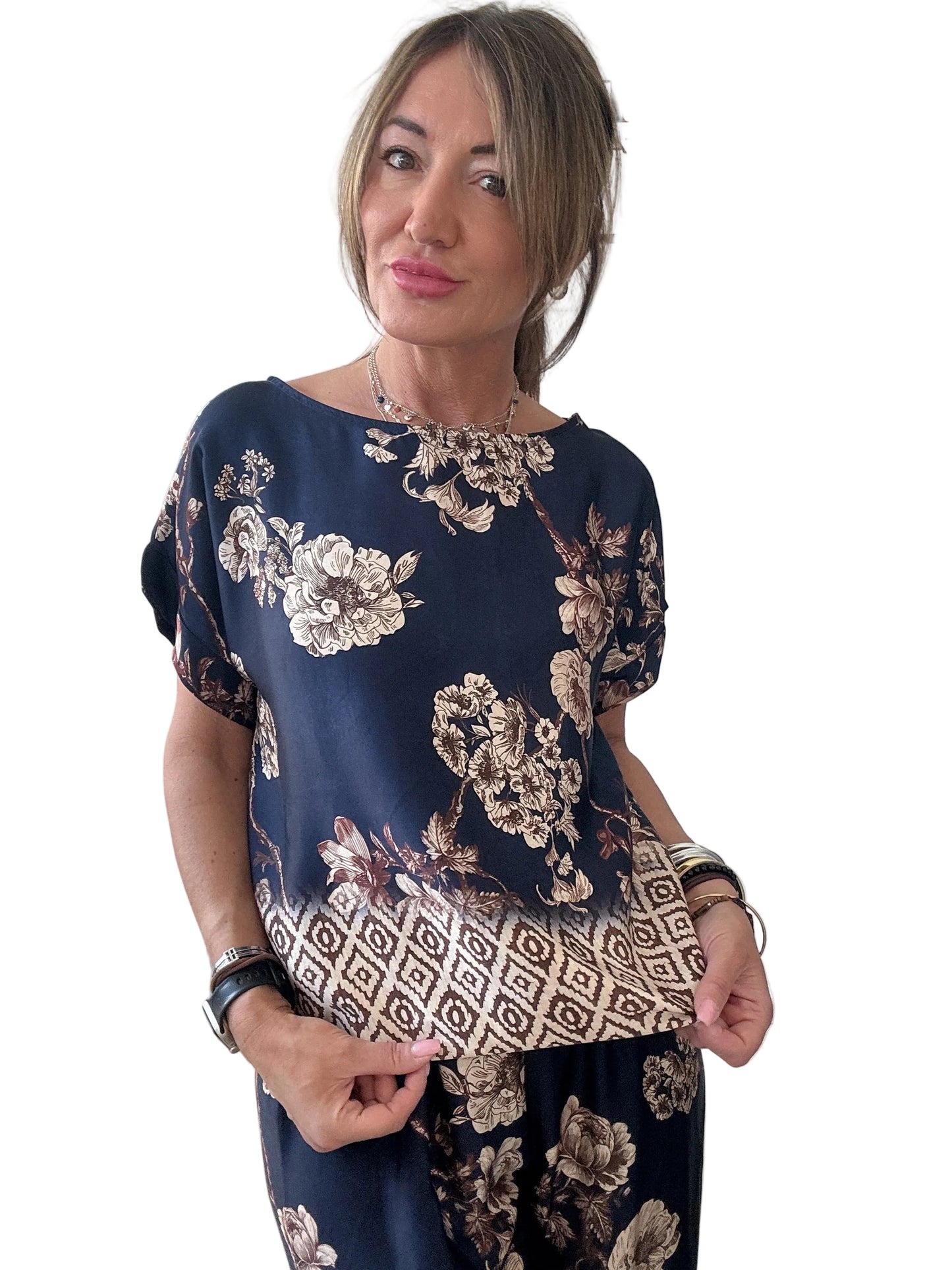 Blusa in satin di viscosa
