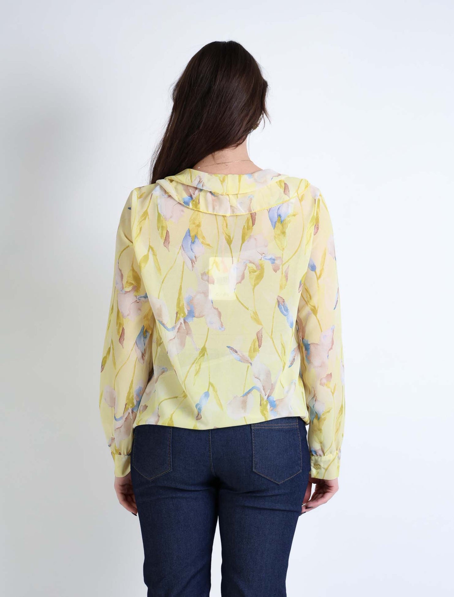 Blusa floreale con rouches
