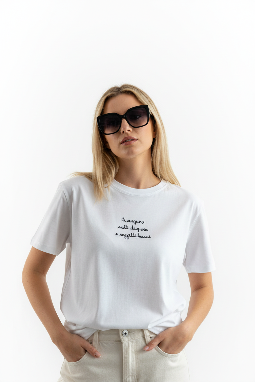 T shirt “Ti auguro salti di gioia..”