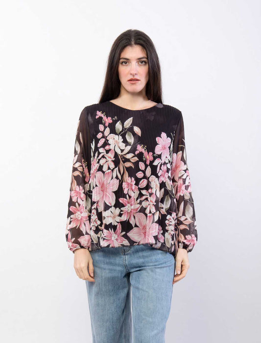 Blusa plissé floreale