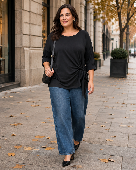 Blusa over con fiocco