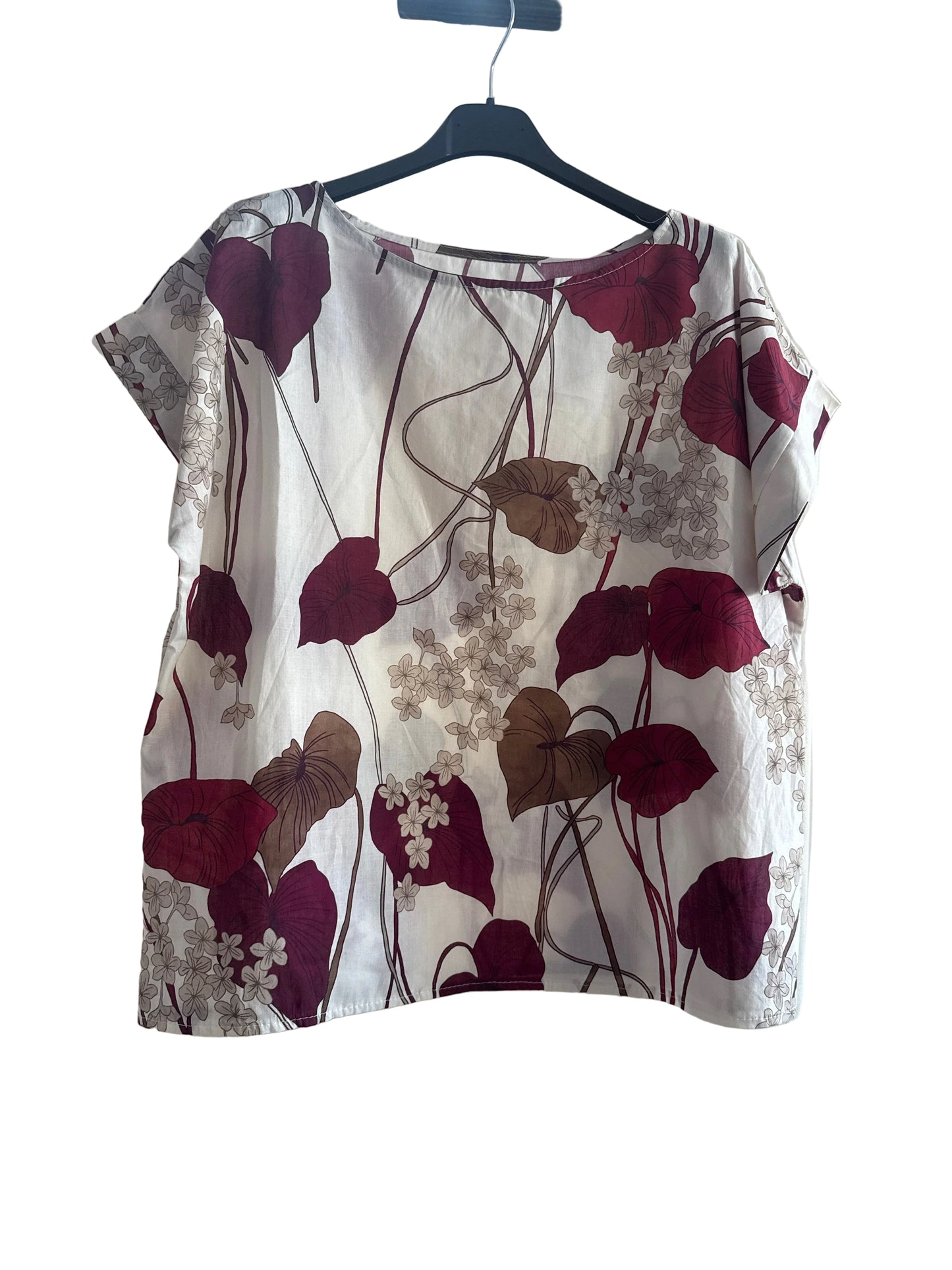 Blusa in cotone con foglie