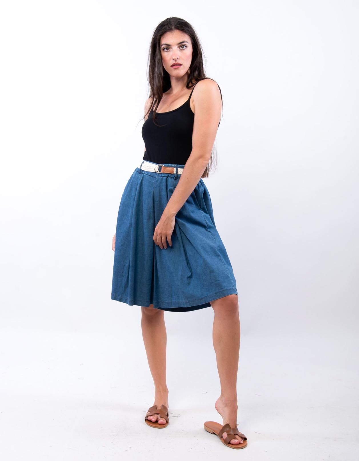 Gonna pantalone in chambray
