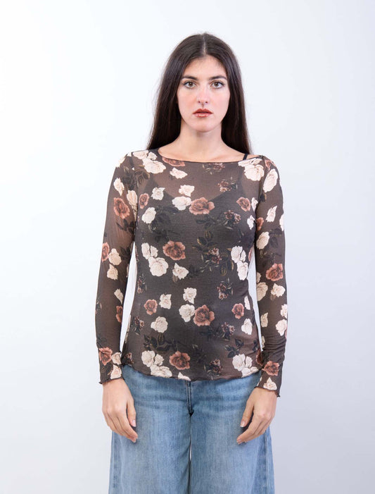 Maglietta in cachemire a fiori