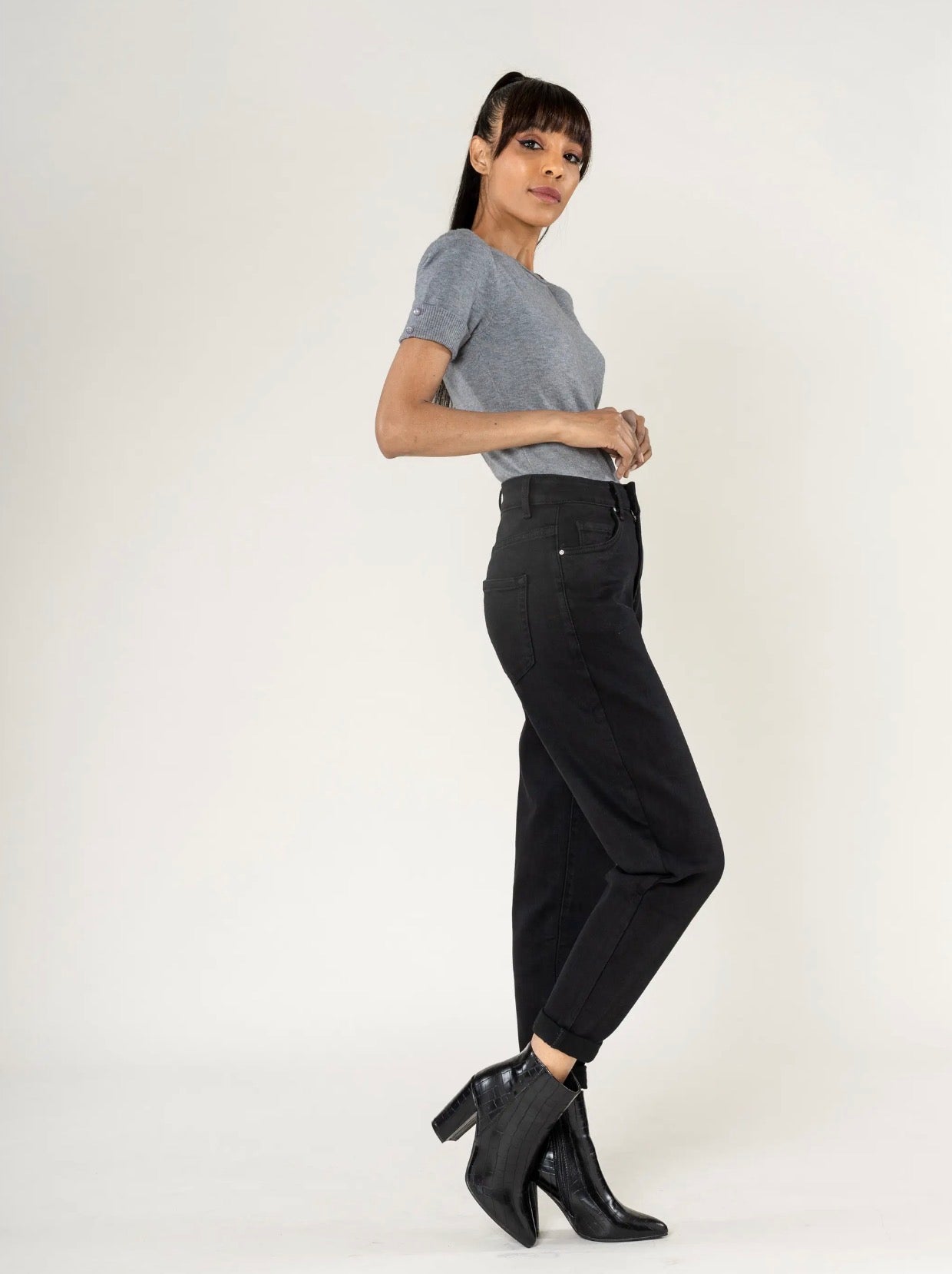 Jeans Mom Fit nero