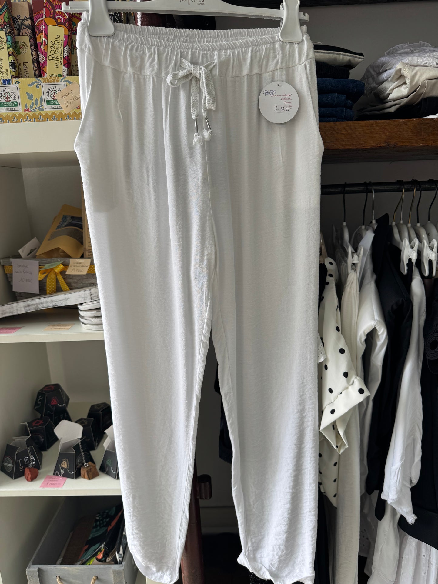 Pantalone in lino e viscosa