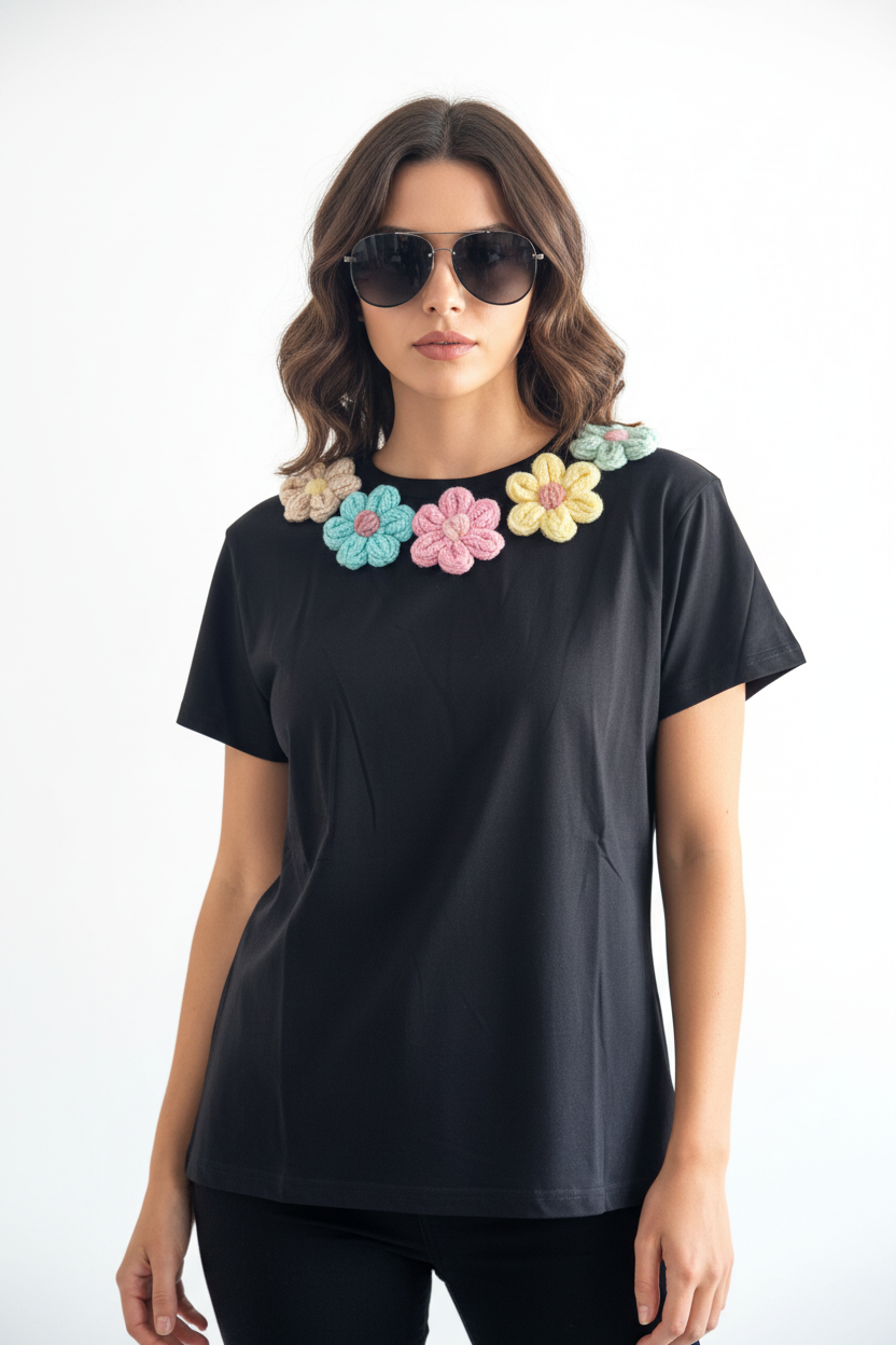 T shirt con fiori