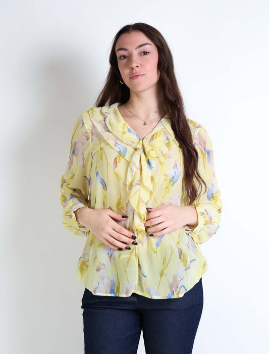 Blusa floreale con rouches