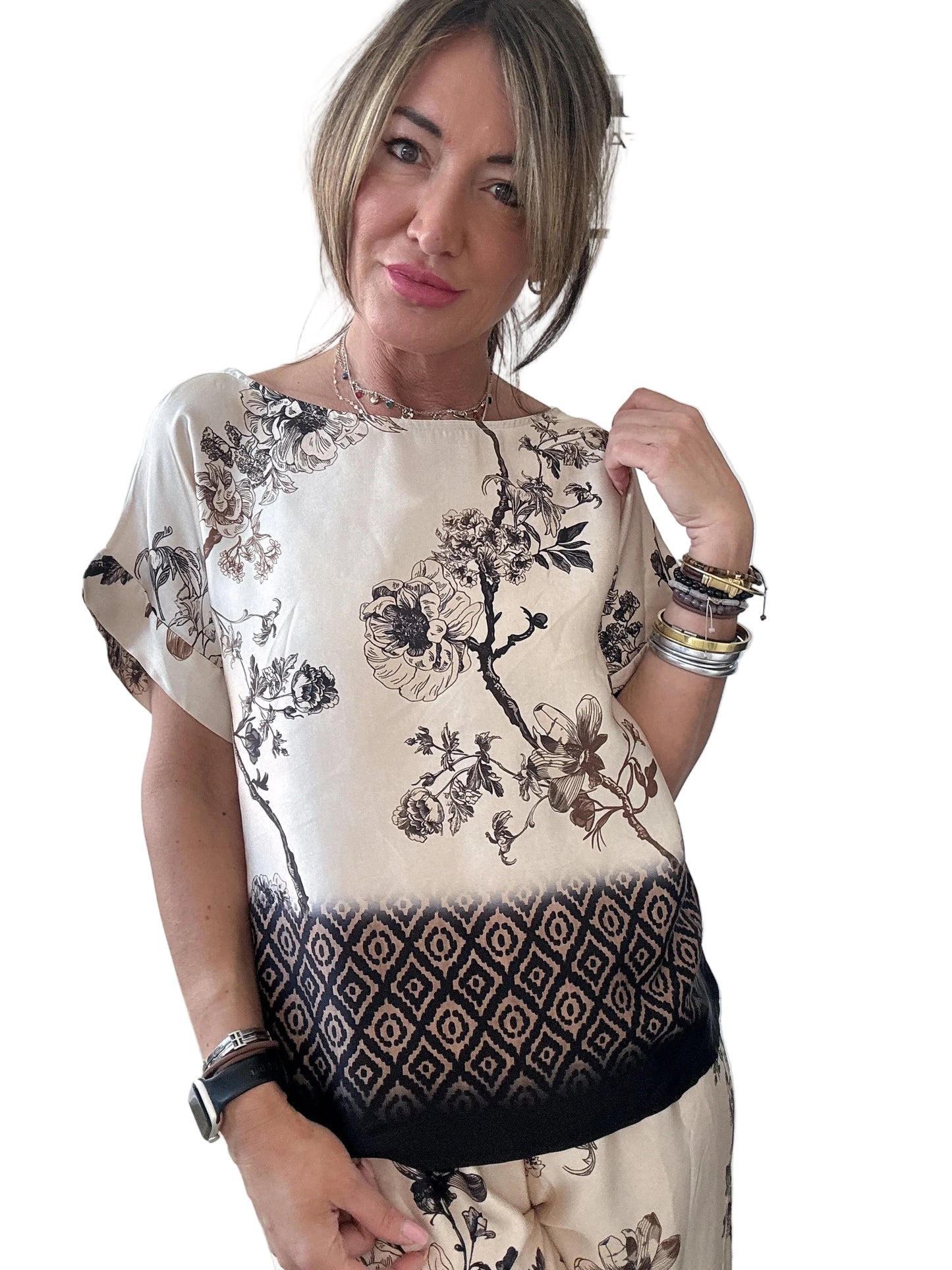 Blusa in satin di viscosa