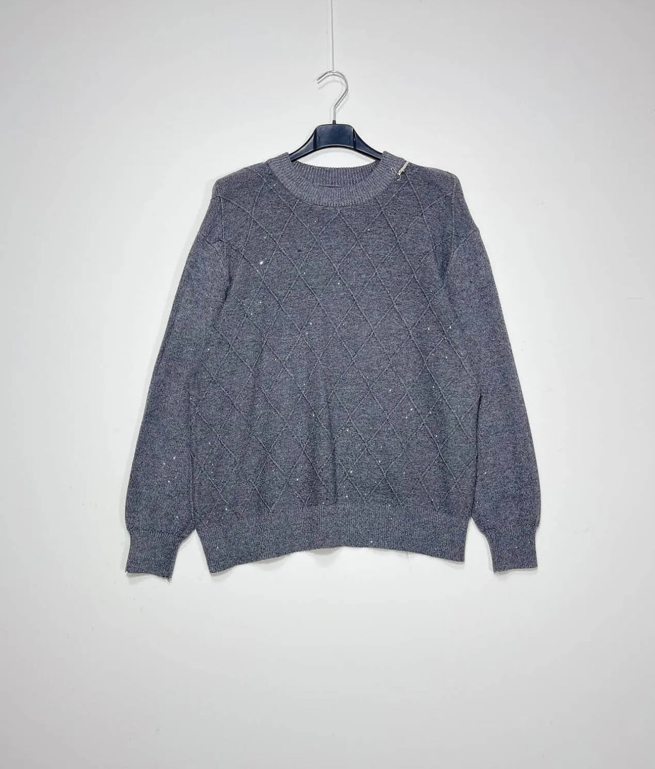 Maglia rombi e micro paillettes