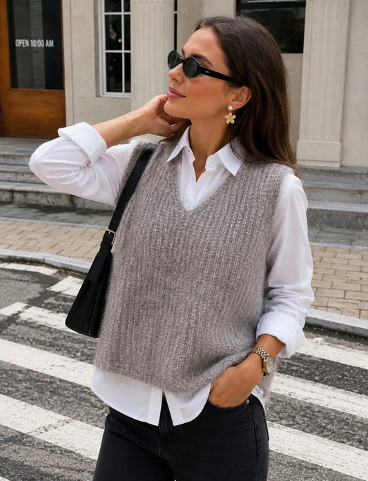 Gilet smanicato in maglia