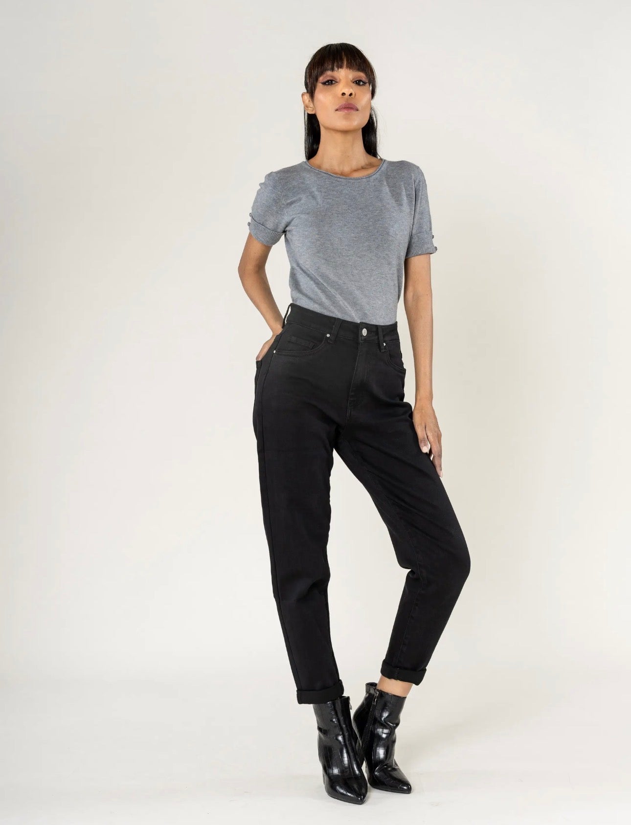 Jeans Mom Fit nero
