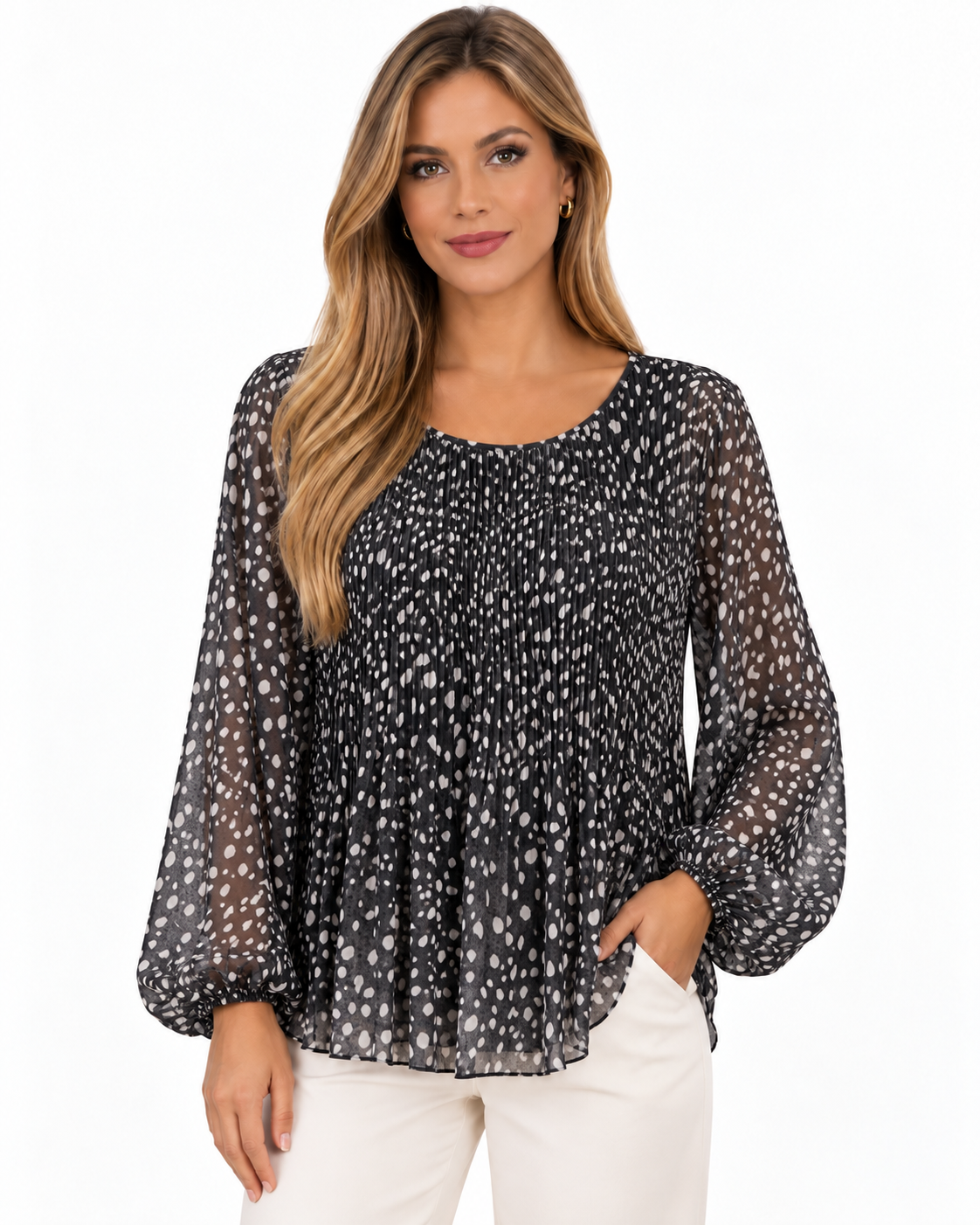 Blusa plissettata stampa Bambi