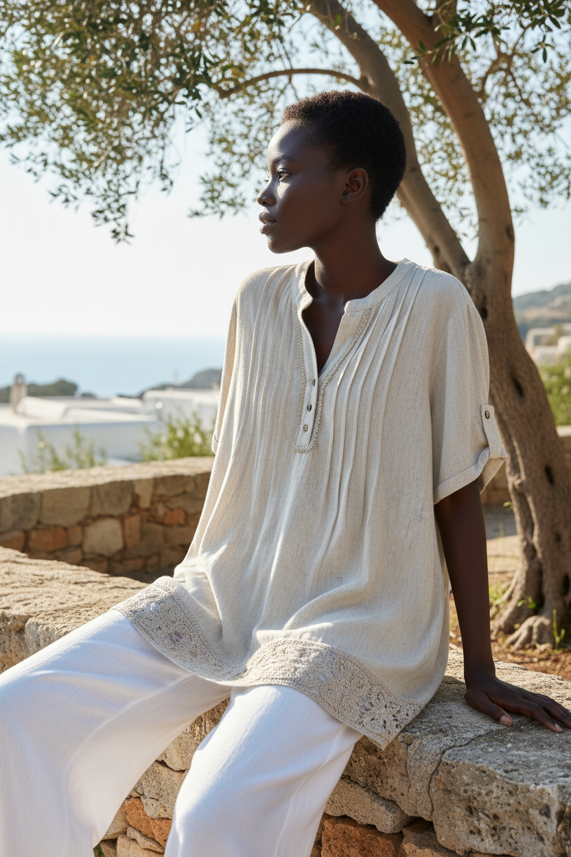 Blusa in misto lino