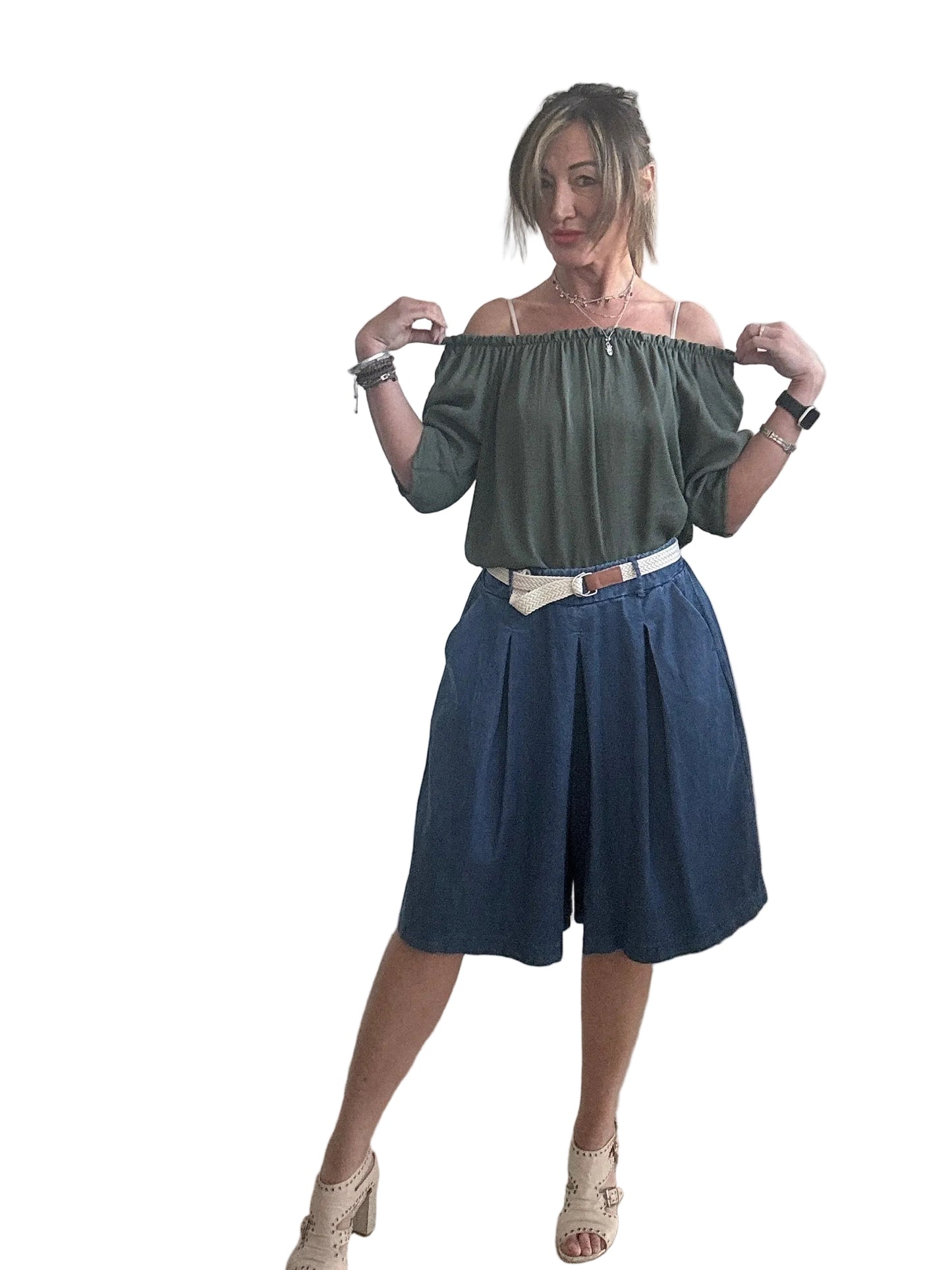 Gonna pantalone in chambray
