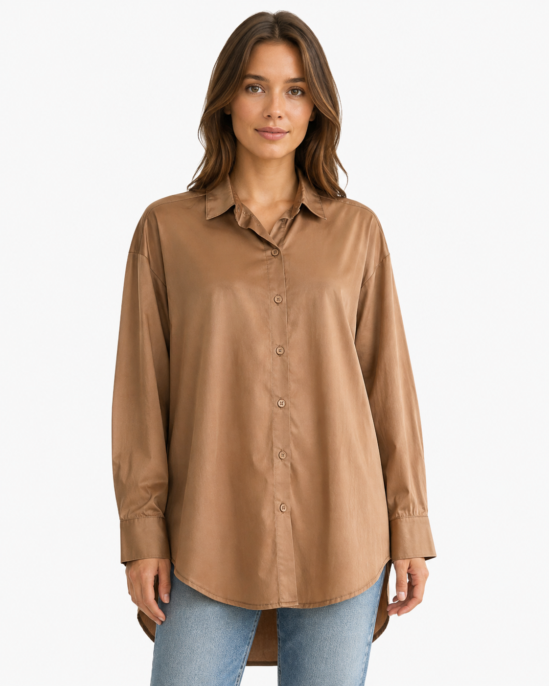 Camicia lunga in popeline