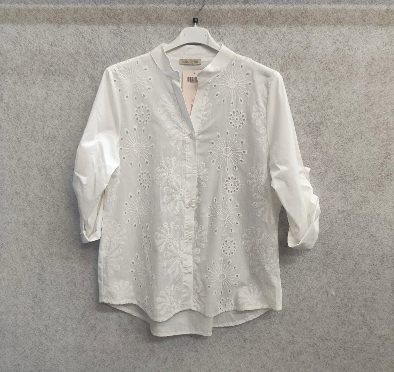 Camicia in popeline e sangallo
