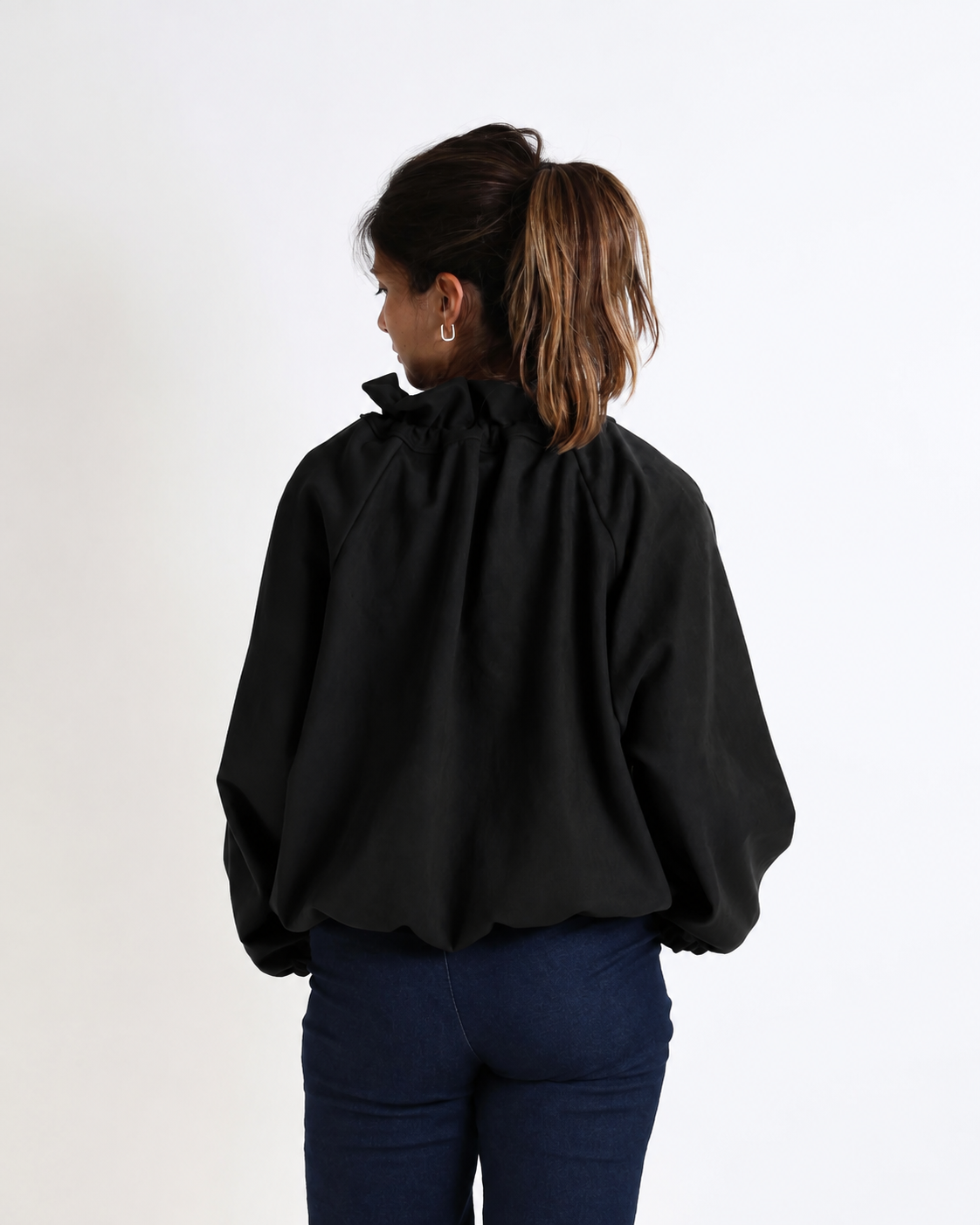 Bomber scamosciato con arriccio