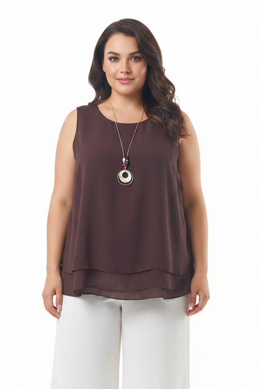 Blusa over smanicata con collana