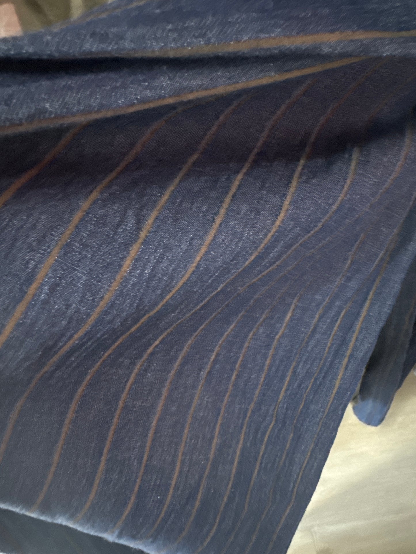 Pantalone gessato in chambray