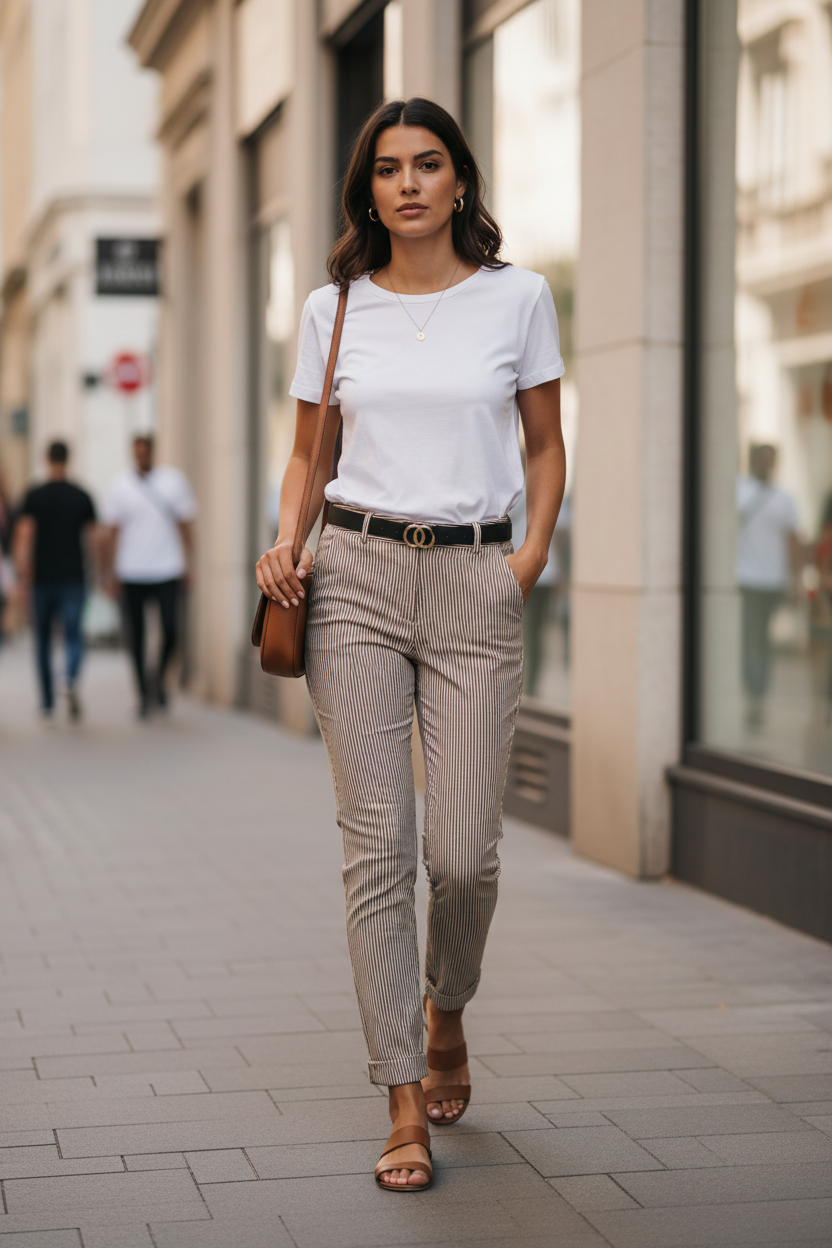 Pantalone gessato skinny