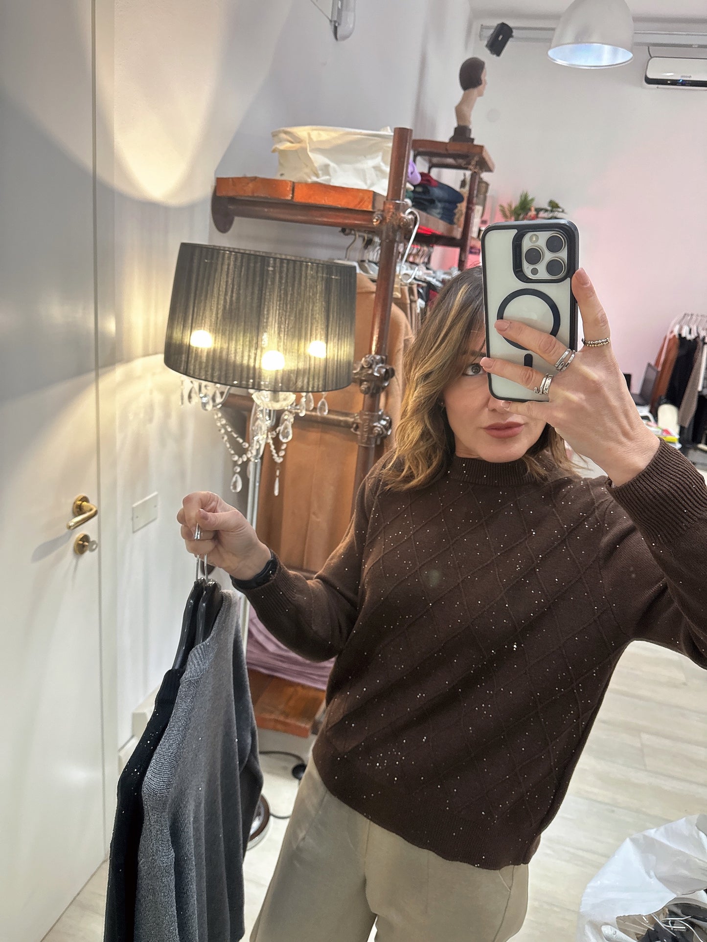 Maglia rombi e micro paillettes