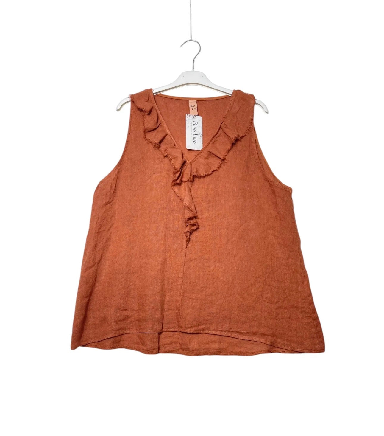 Blusa smanicata puro lino