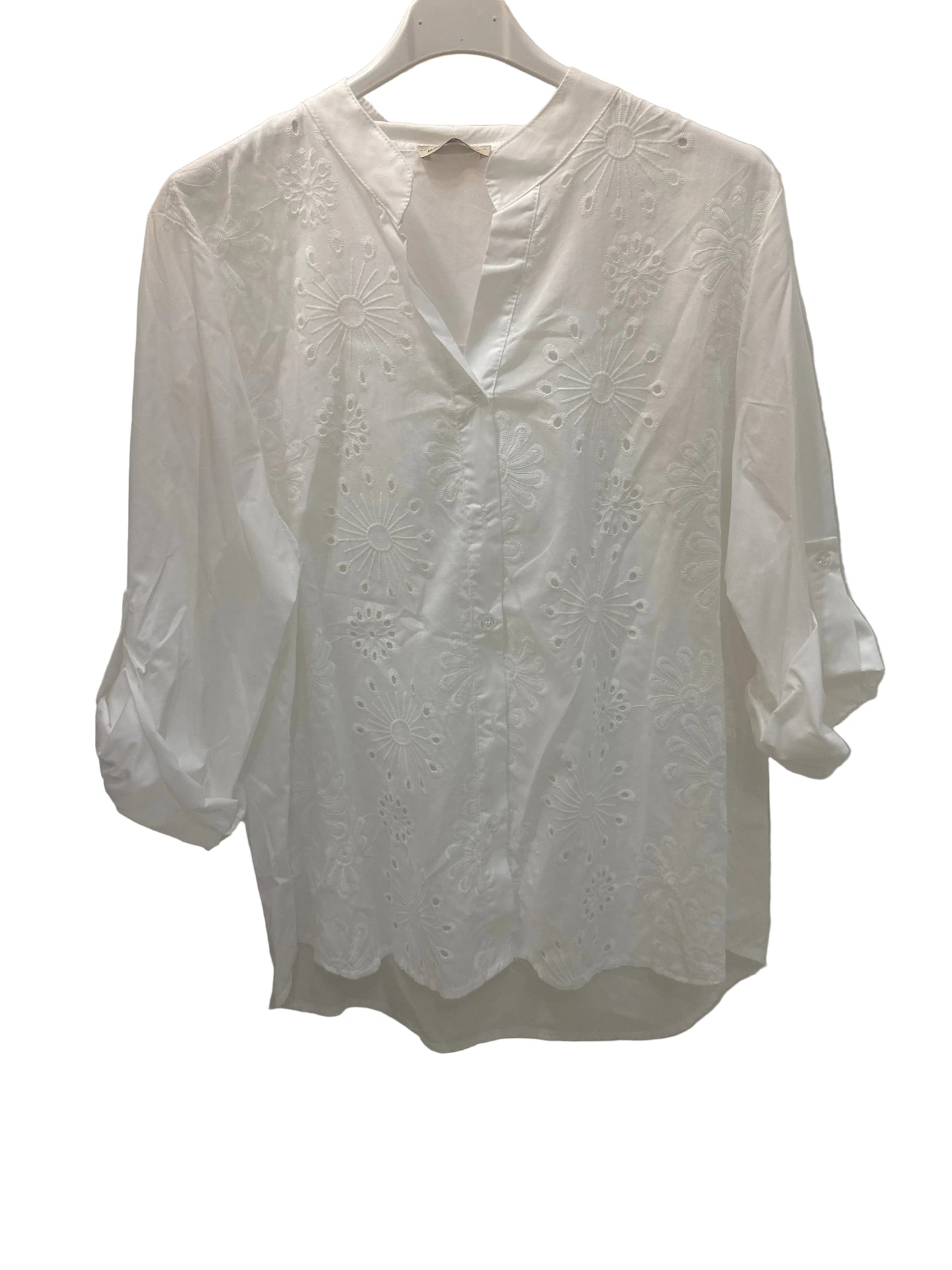 Camicia in popeline e sangallo