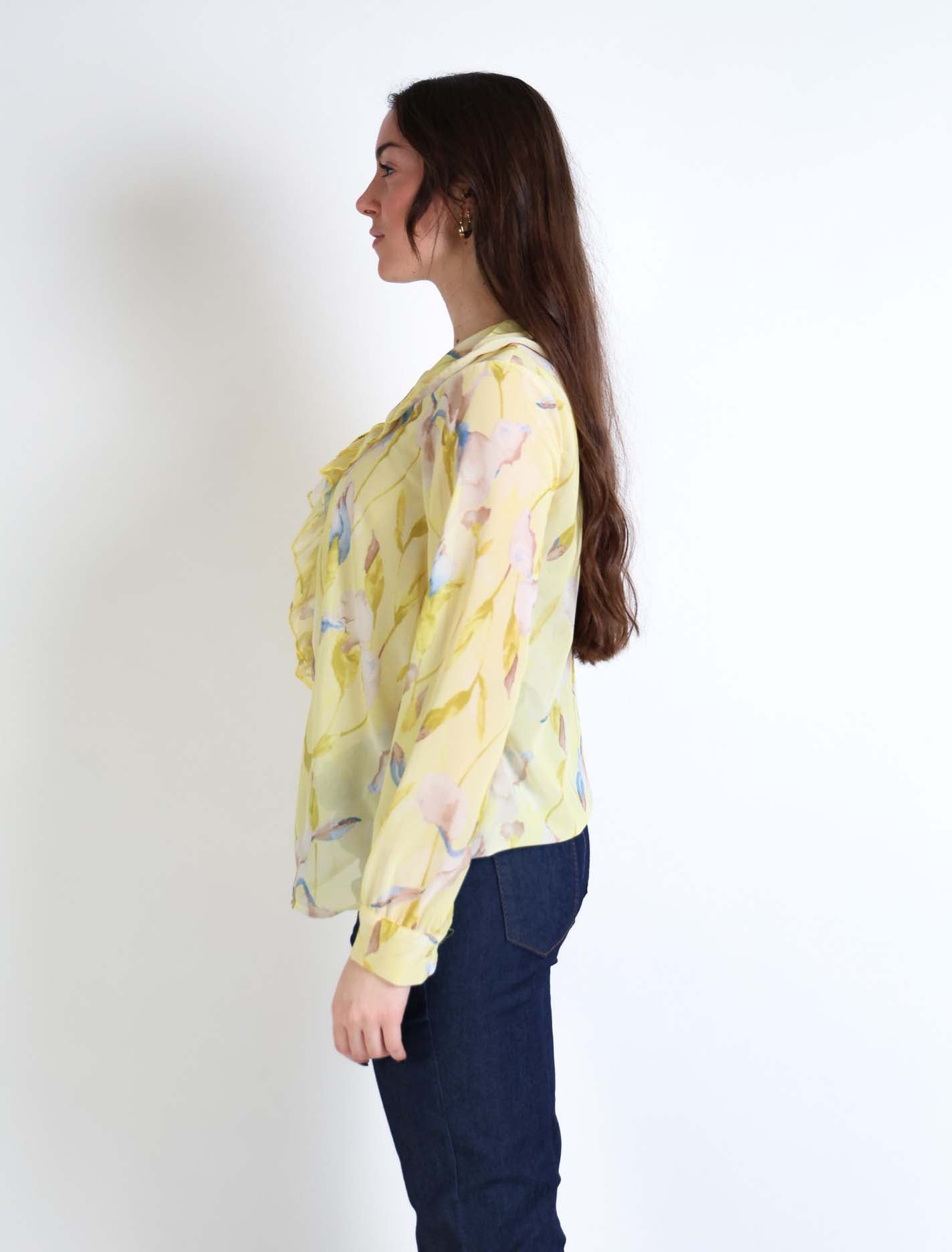 Blusa floreale con rouches