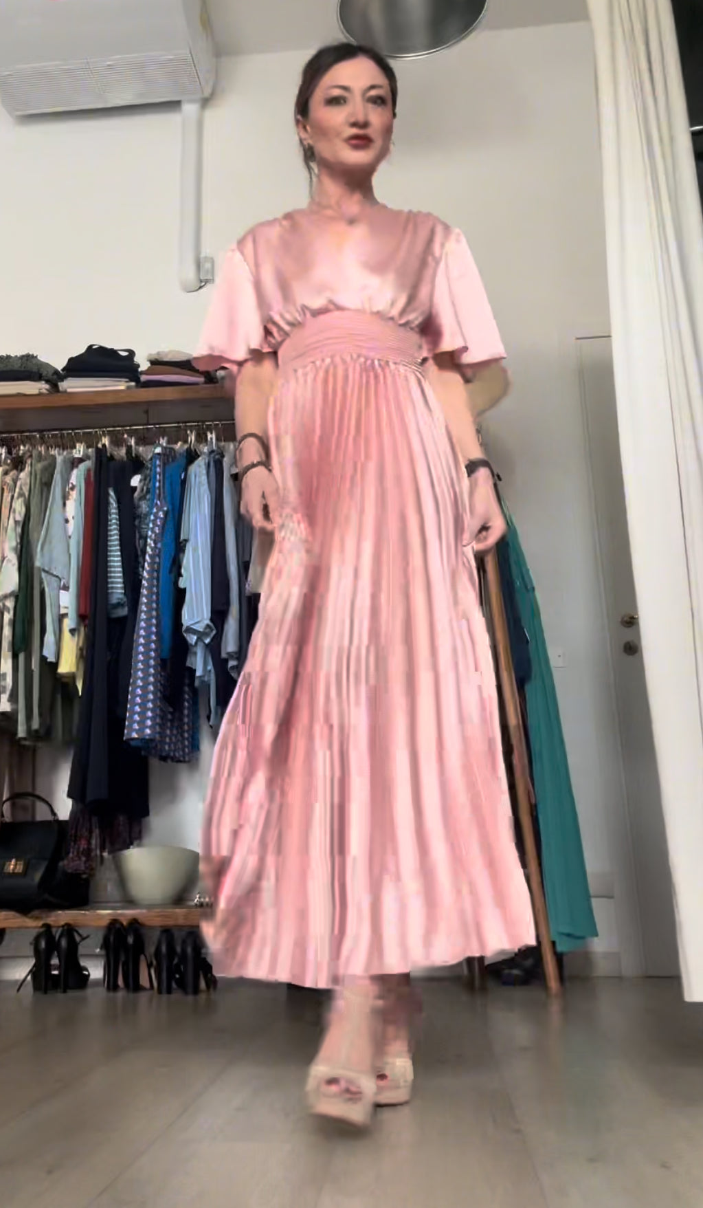 Abito in raso rosa
