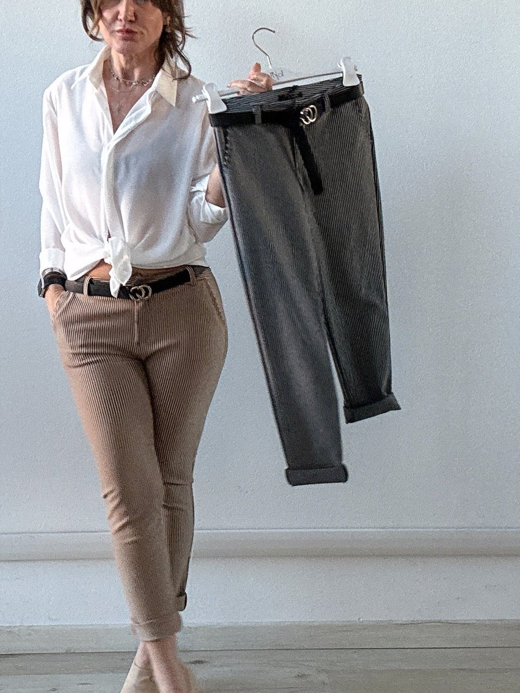 Pantalone gessato skinny