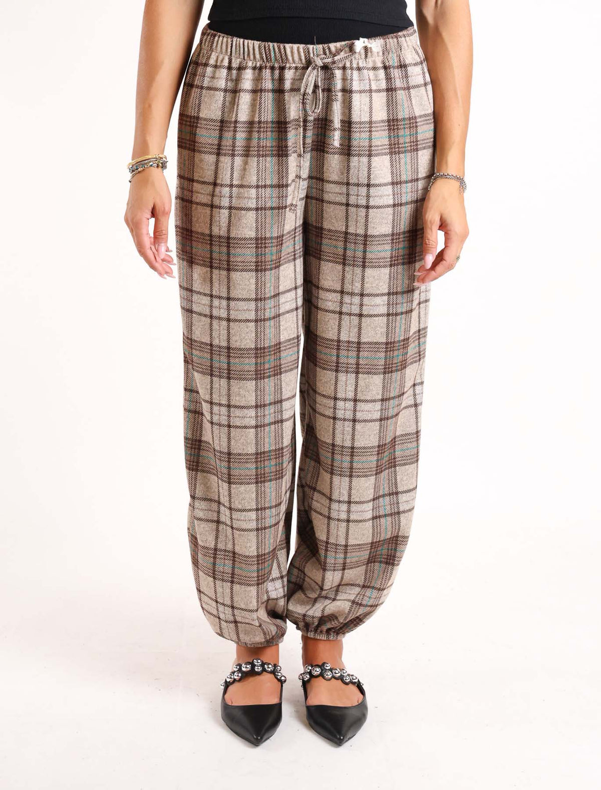 Pantalone check con elastico