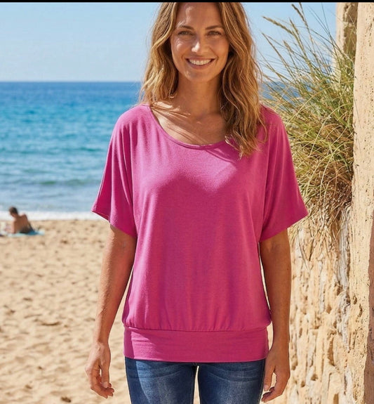 T shirt in viscosa con fascione