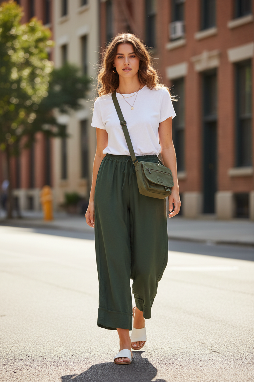 Pantalone gaucho con risvolto