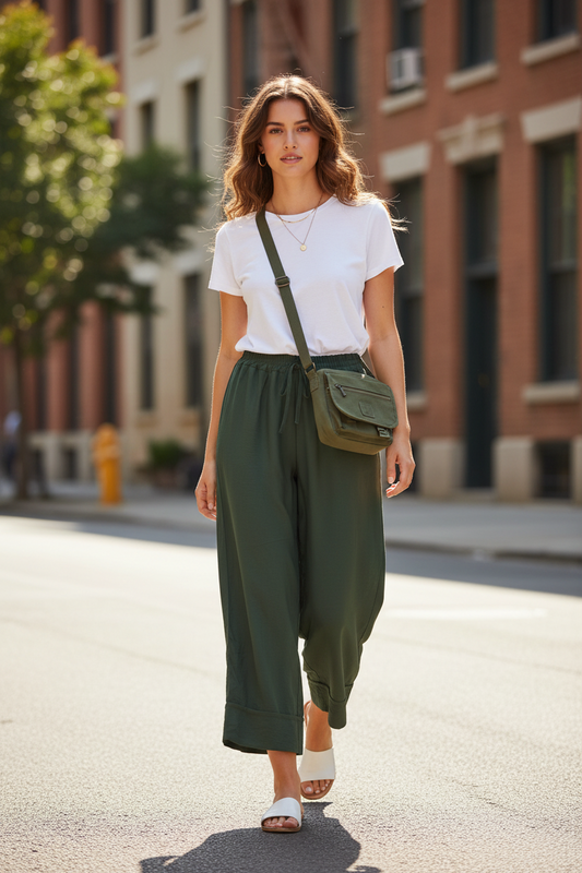 Pantalone gaucho con risvolto