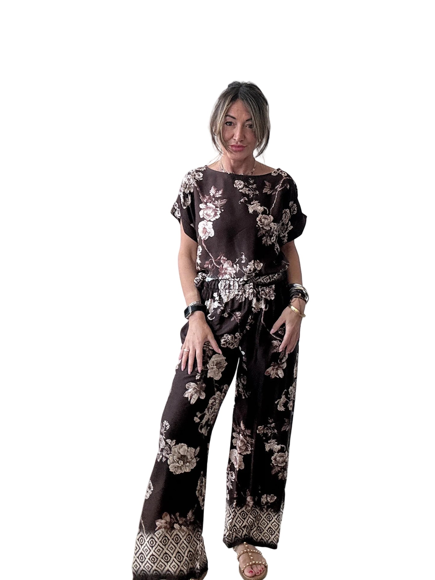 Pantalone in satin di viscosa