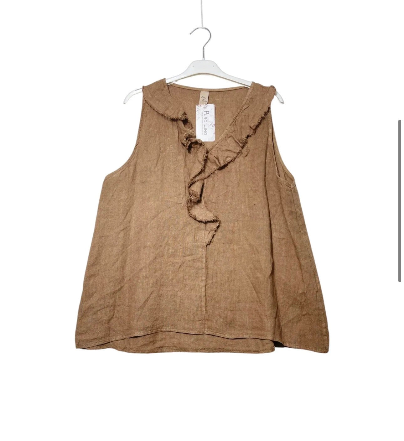 Blusa smanicata puro lino