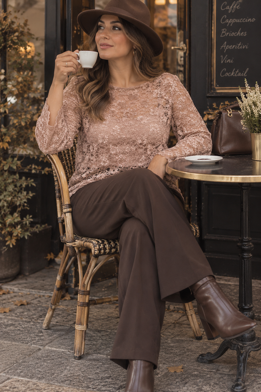 Blusa over in pizzo