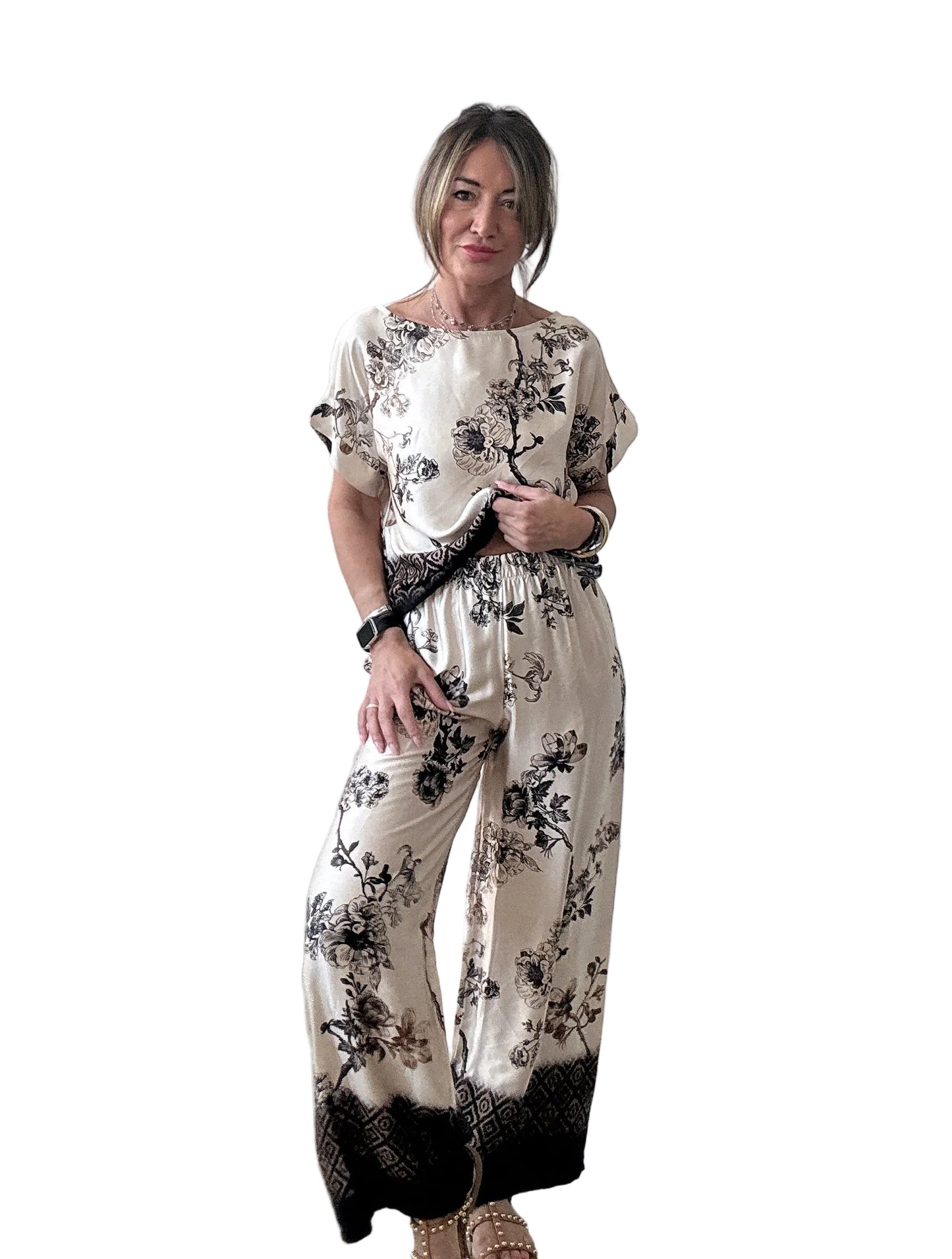 Pantalone in satin di viscosa