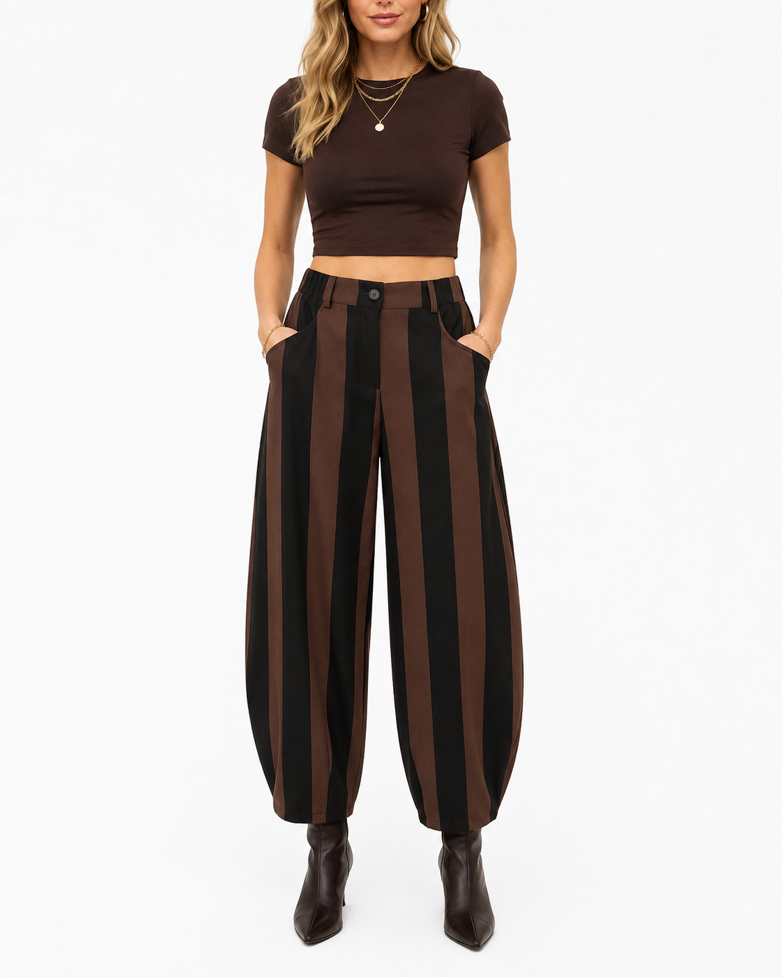 Pantalone balloon a righe