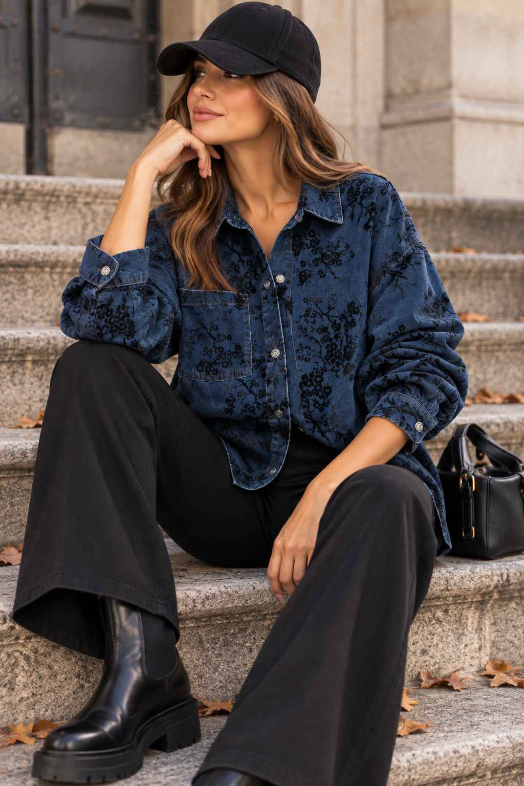 Camicia jeans floccata