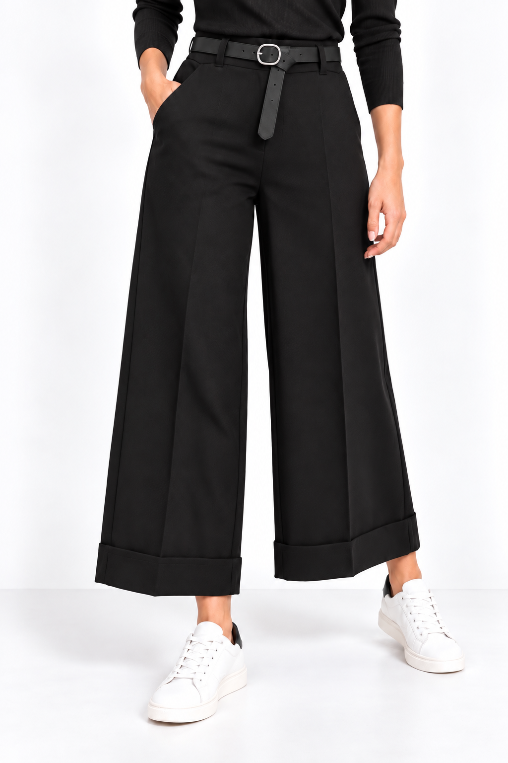 Pantalone con risvolto punto milano